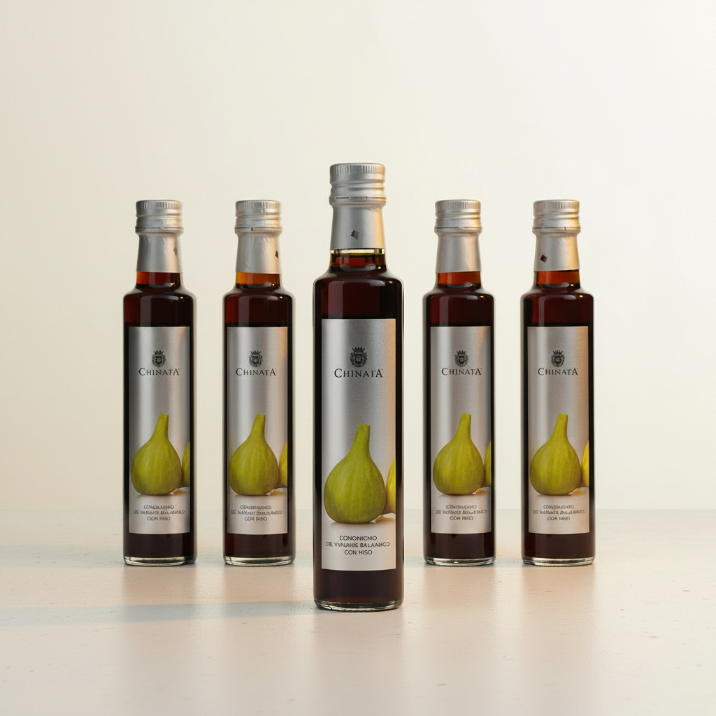 Lot de 5 bouteilles vinaigre balsamique à la figue La Chinata 250ml - fond blanc
