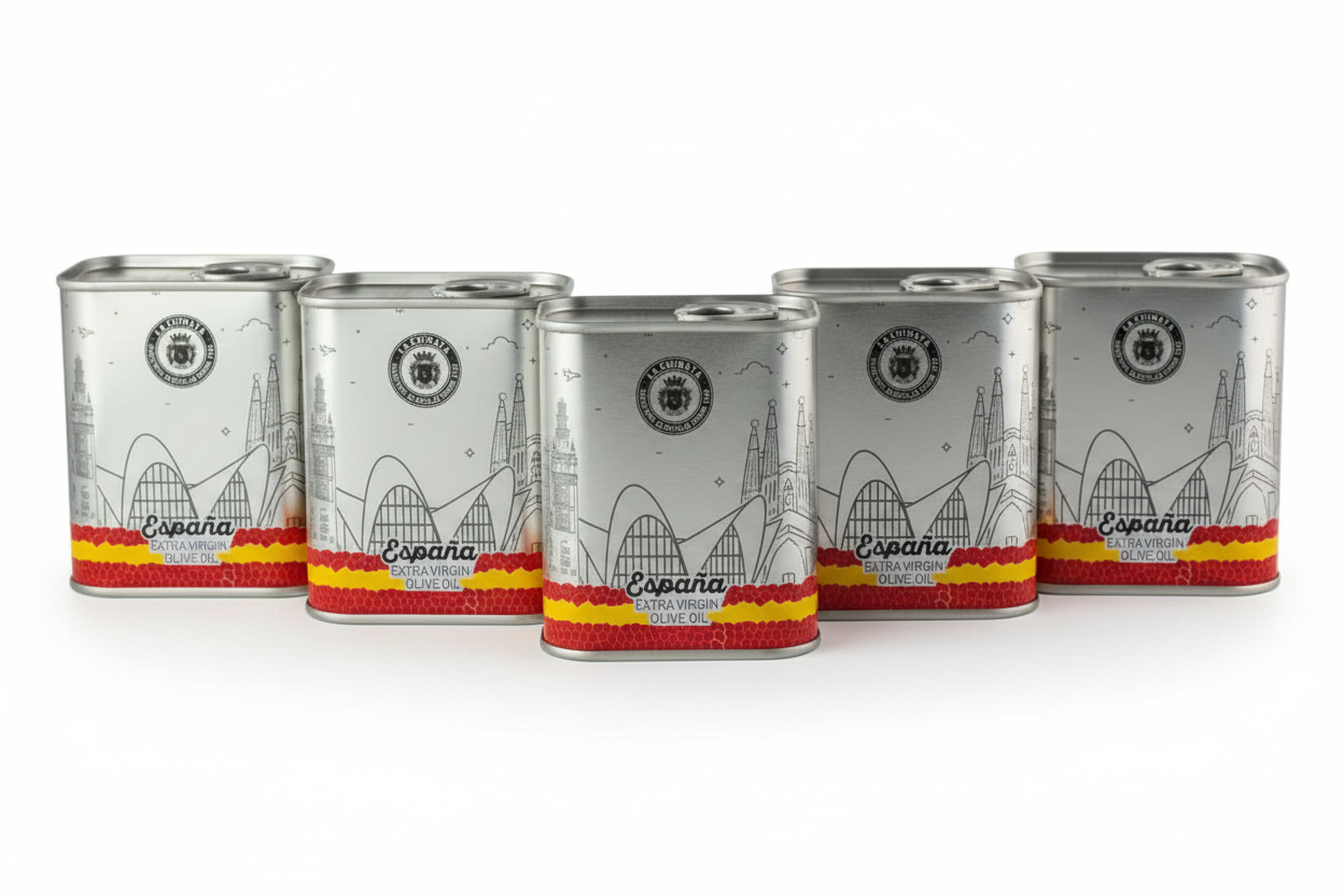 Lot de 5 boîtes La Chinata Huile d'Olive Extra Vierge Design Espagne 100ml